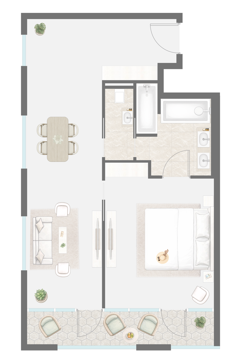 Планировка: 3-комнатная 68,3 м² — комплекс OAZIS ESTATE